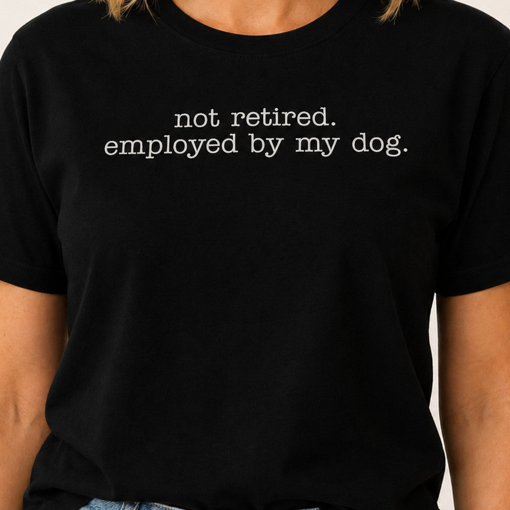 Employed By My Dog T-Shirt - Black Zoomed In