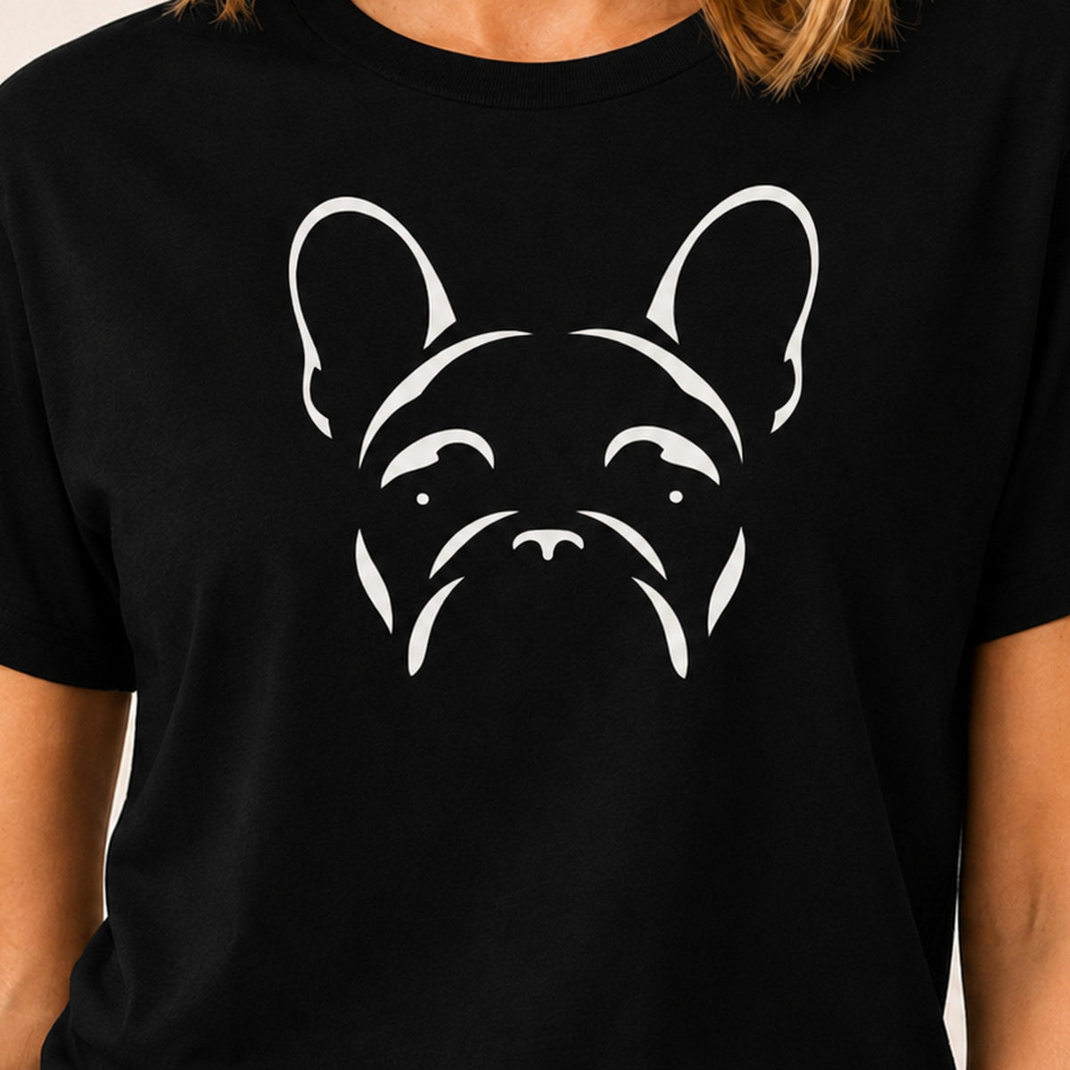 Minimalist Frenchie T-Shirt - Black Zoomed In