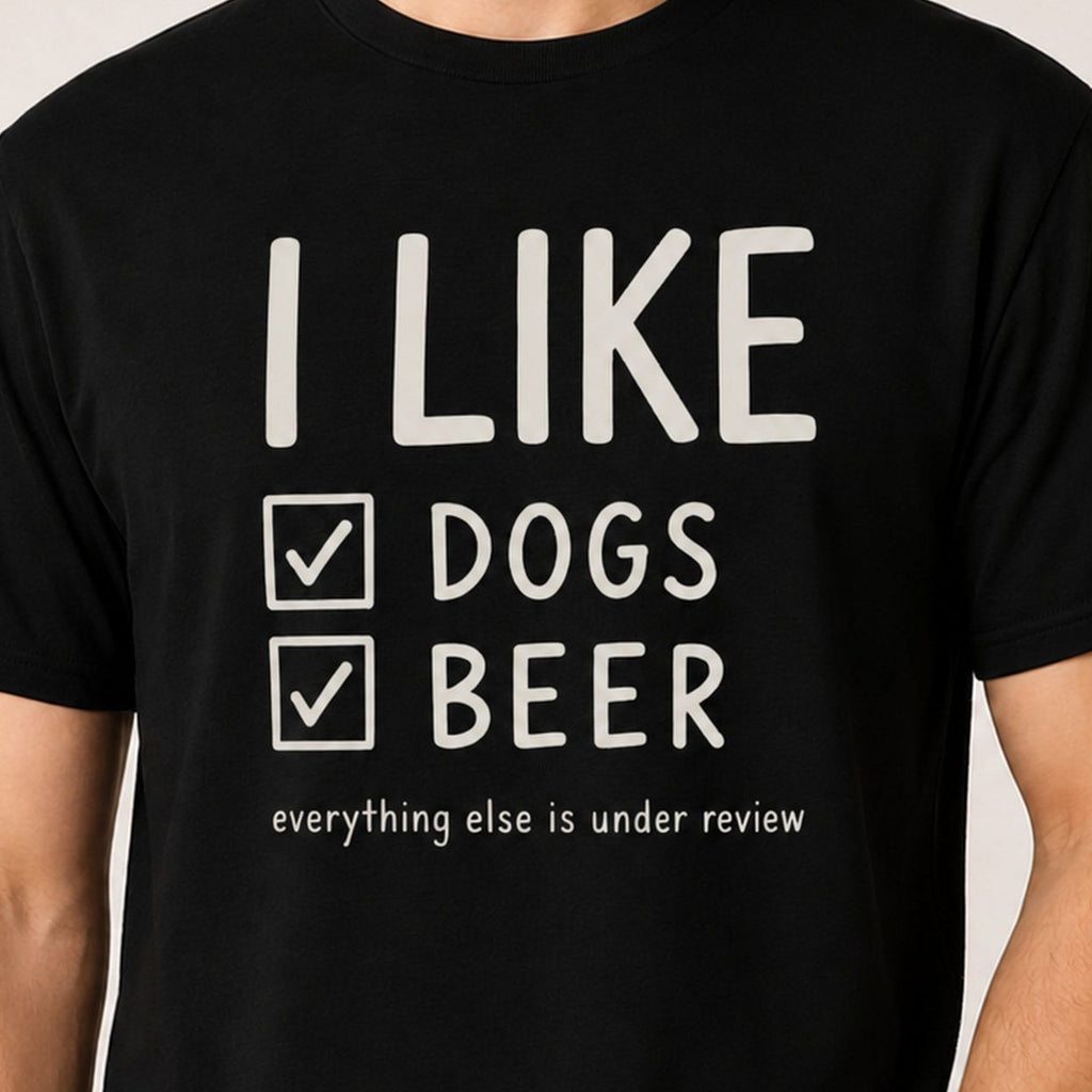 I Like Dogs Beer T-Shirt - Black Zoomed In