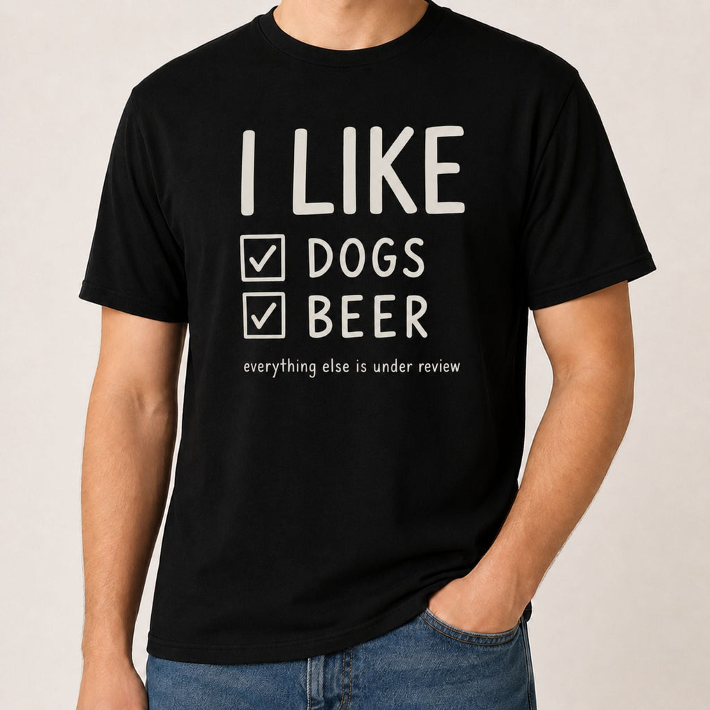 I Like Dogs Beer T-Shirt - Black