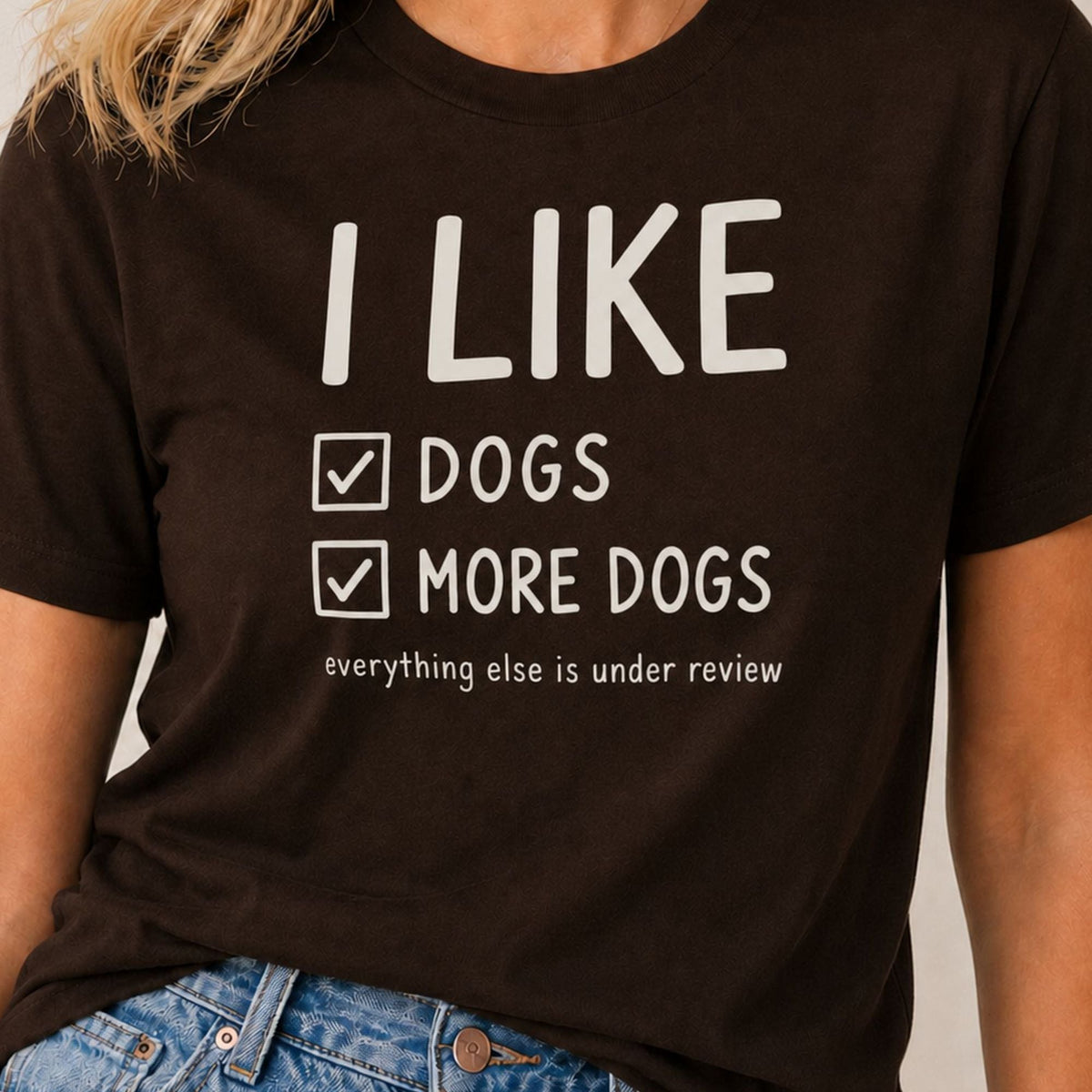 Dogs More Dogs T-Shirt - Dark Chocolate Zoomed In