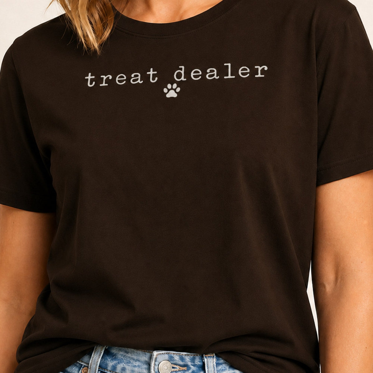 Treat Dealer T-Shirt - Dark Chocolate Zoomed In