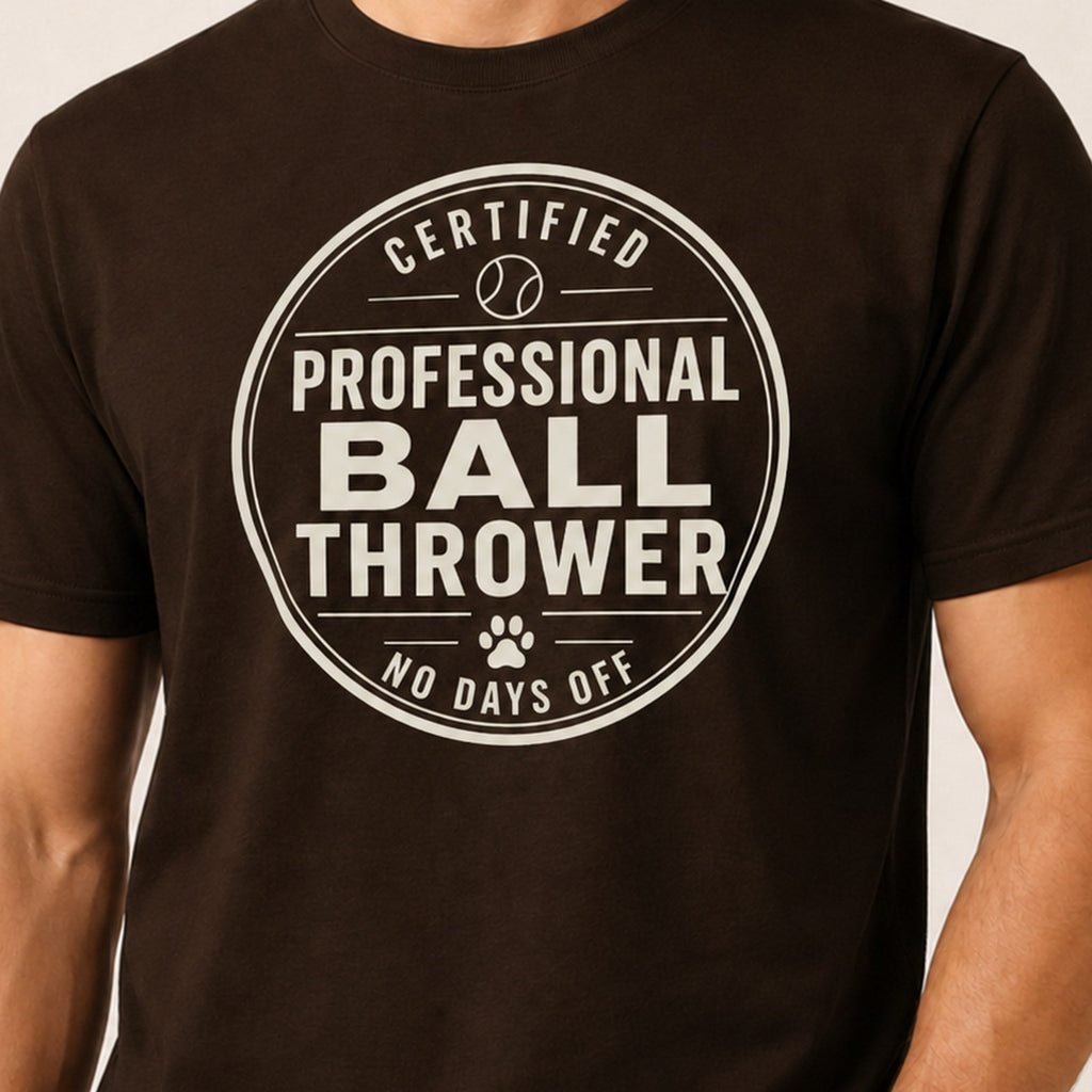 Professional Ball Thrower T-Shirt - Dark Chocolate Zoomed In