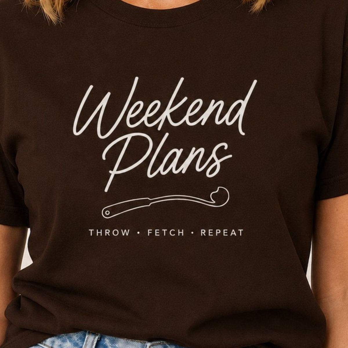 Weekend Plans Launcher T-Shirt - Dark Chocolate Zoomed In