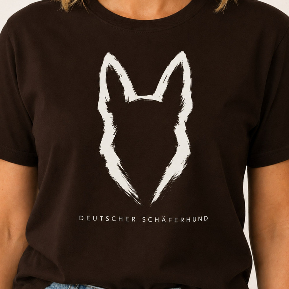 Brushstrokes German Shepherd T-Shirt - Dark Chocolate Zoomed In