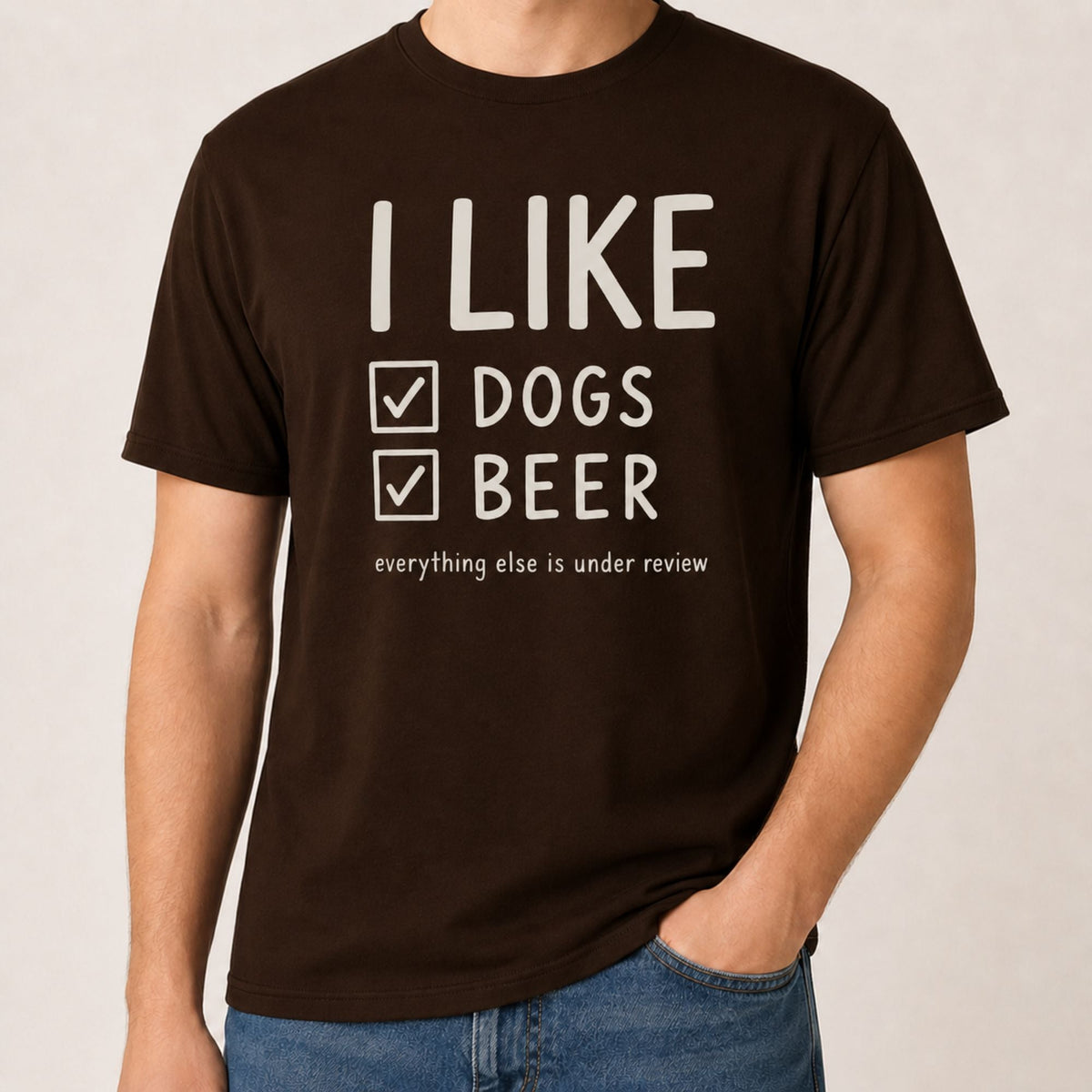 I Like Dogs Beer T-Shirt - Dark Chocolate