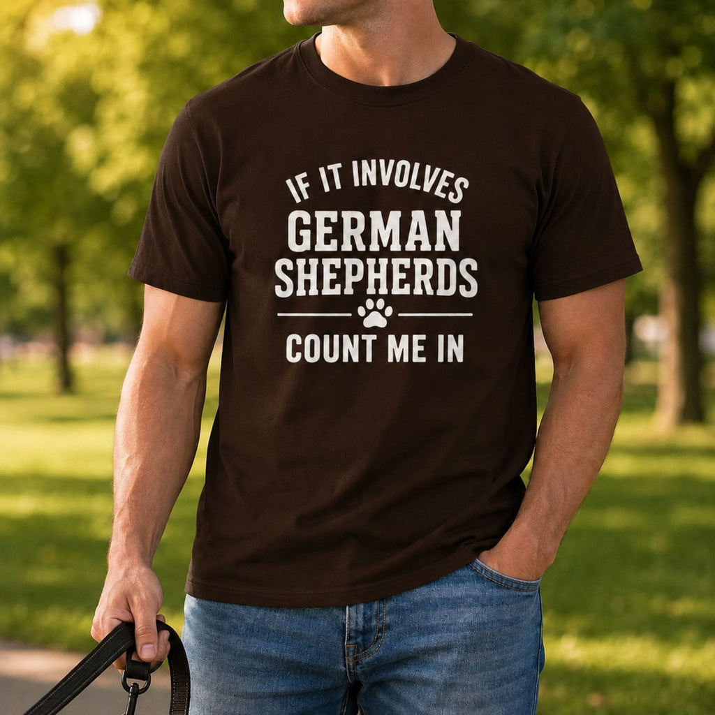 German Shepherds Count Me In T-Shirt - Dark Chocolate