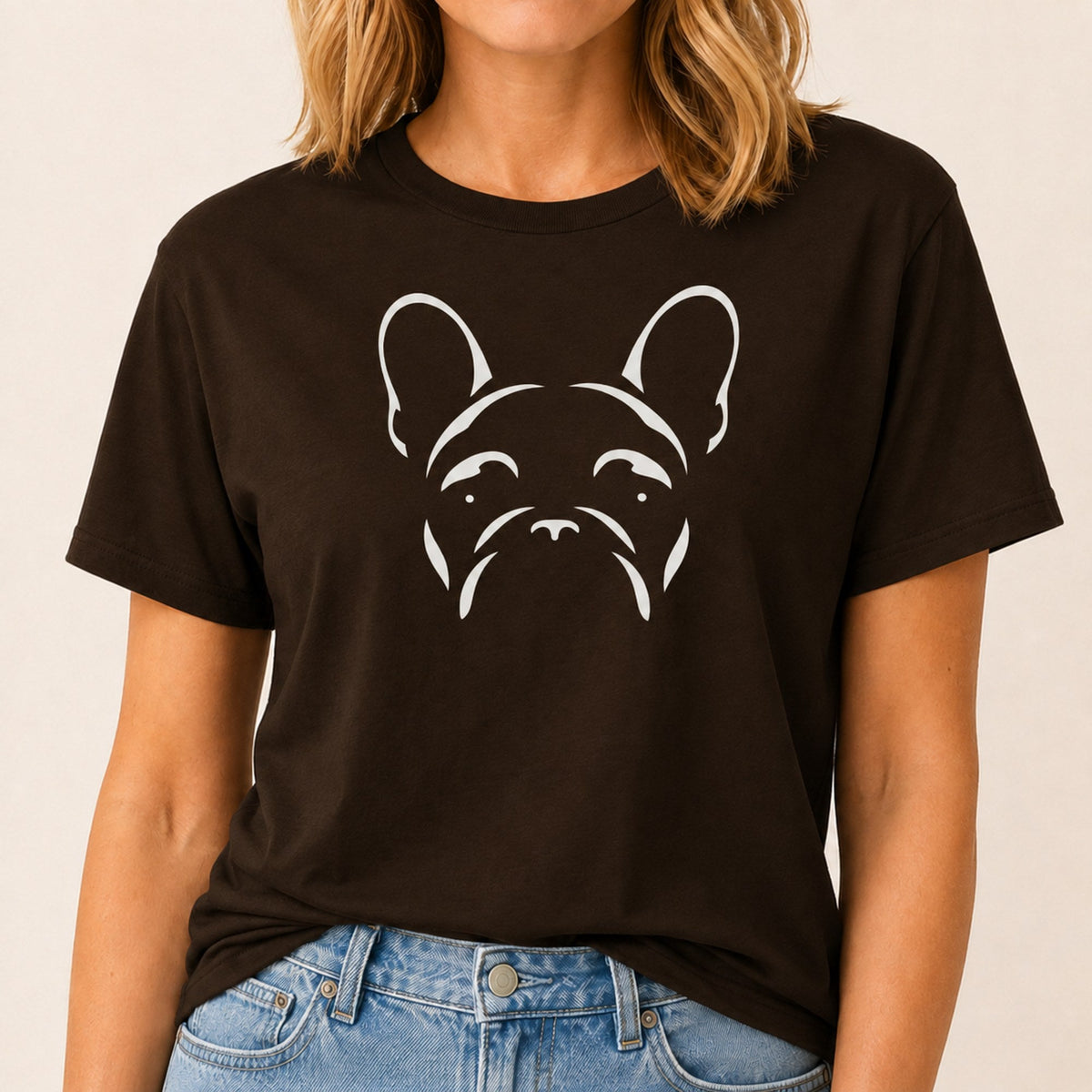 Minimalist Frenchie T-Shirt - Dark Chocolate
