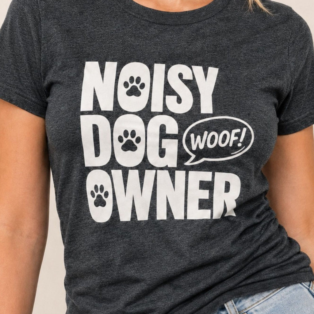 Noisy Dog Owner T-Shirt 1 - Dark Heather Zoomed In