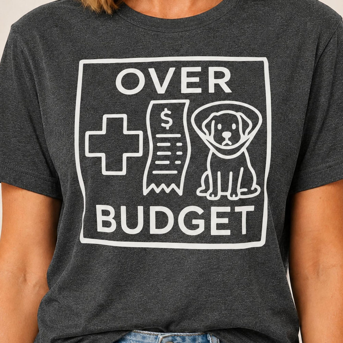 Over Budget T-Shirt - Dark Heather Zoomed In
