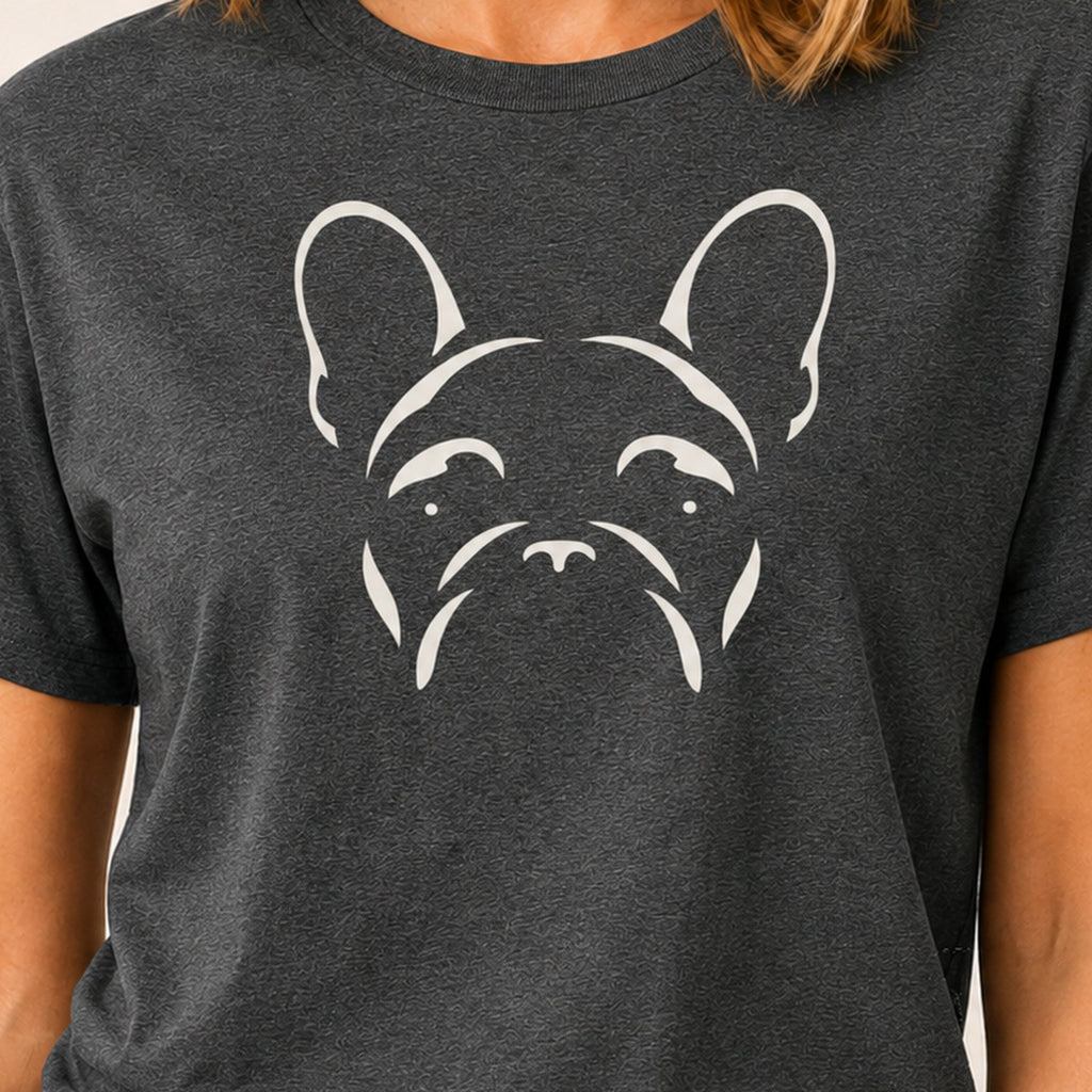 Minimalist Frenchie T-Shirt - Dark Heather Zoomed In