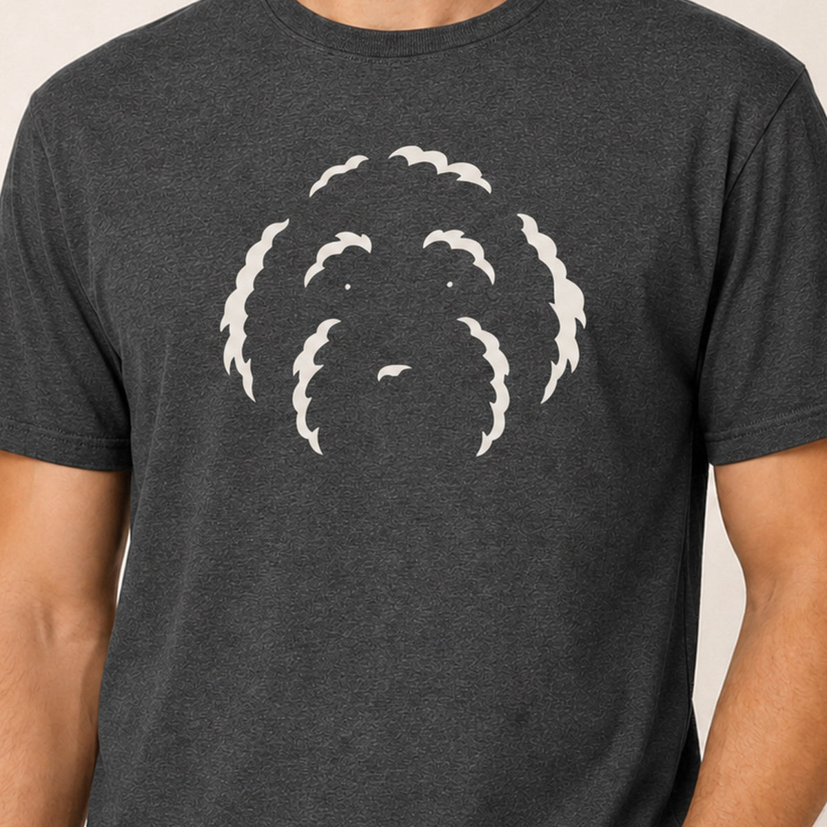 Minimalist Doodle T-Shirt - Dark Heather Zoomed In
