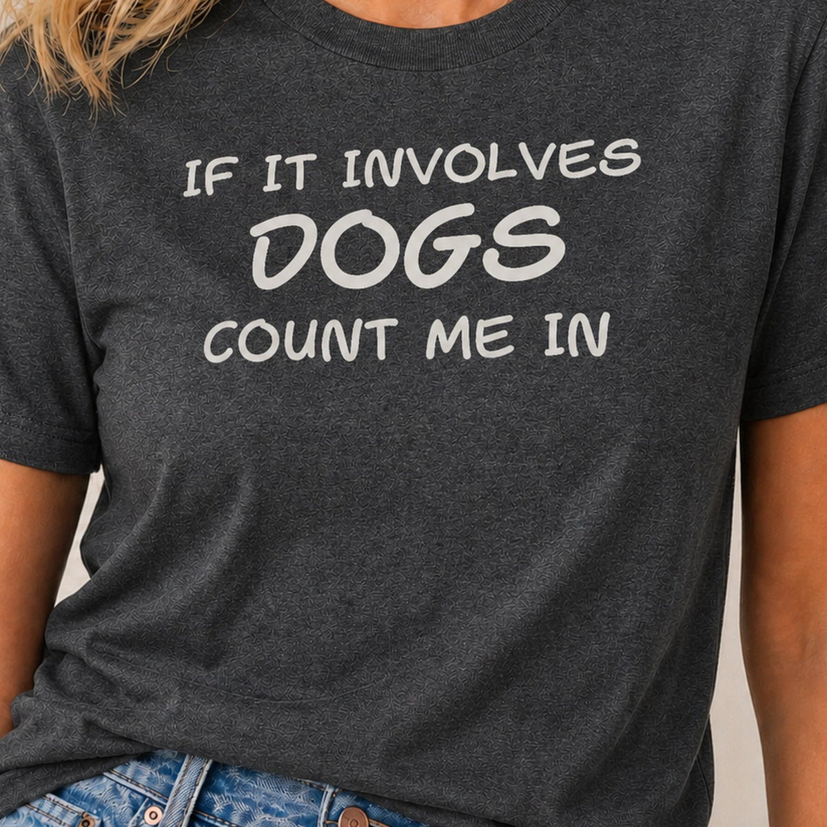Dogs Count Me In T-Shirt 1 - Dark Heather Zoomed In