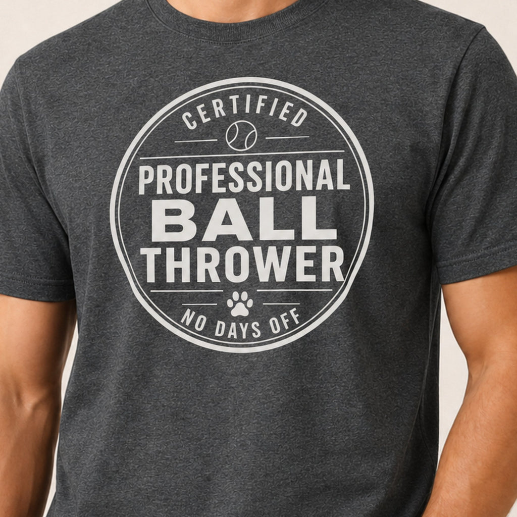 Professional Ball Thrower T-Shirt - Dark Heather Zoomed In