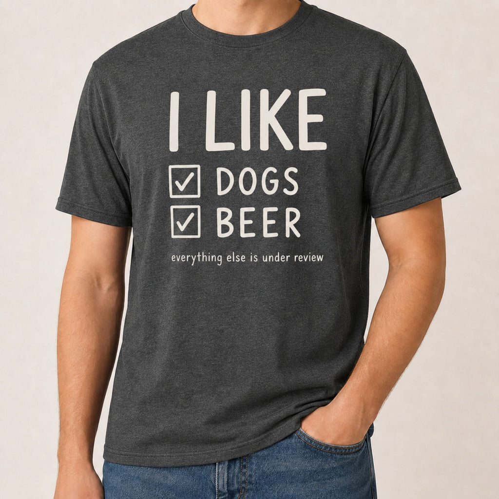 I Like Dogs Beer T-Shirt - Dark Heather