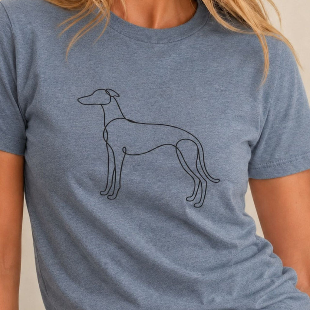 Wire Whippet T-Shirt - Heather Indigo Zoomed In