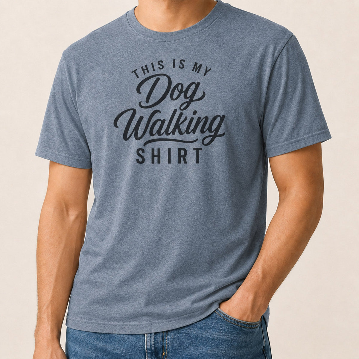 Dog Walking T-Shirt - Heather Indigo