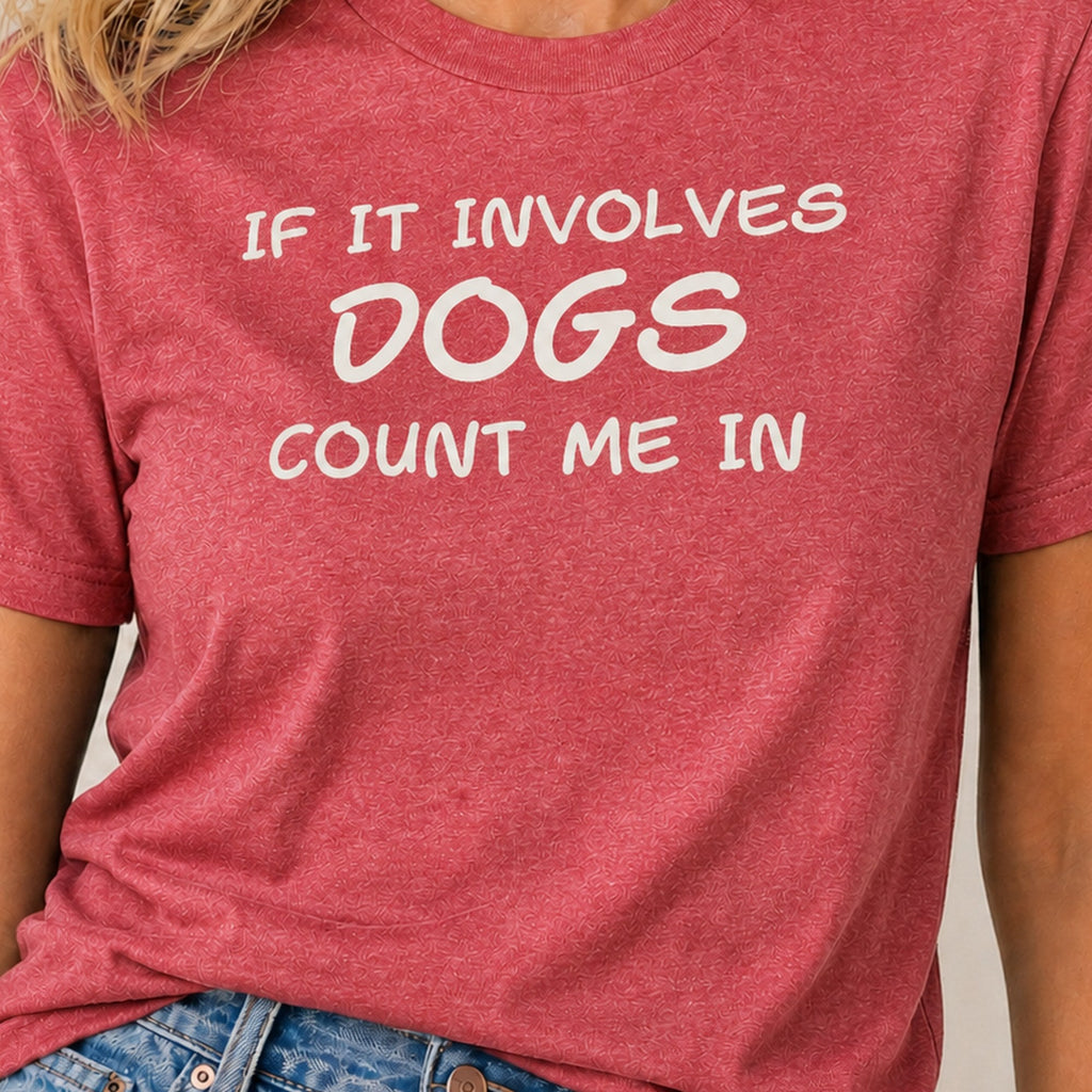 Dogs Count Me In T-Shirt 1 - Heather Red Zoomed In