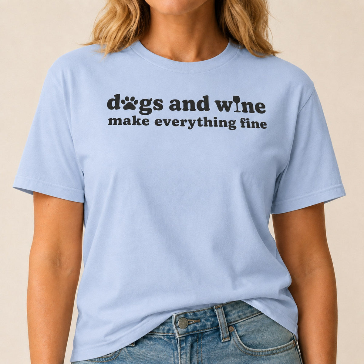 Dogs Wine T-Shirt - Light Blue