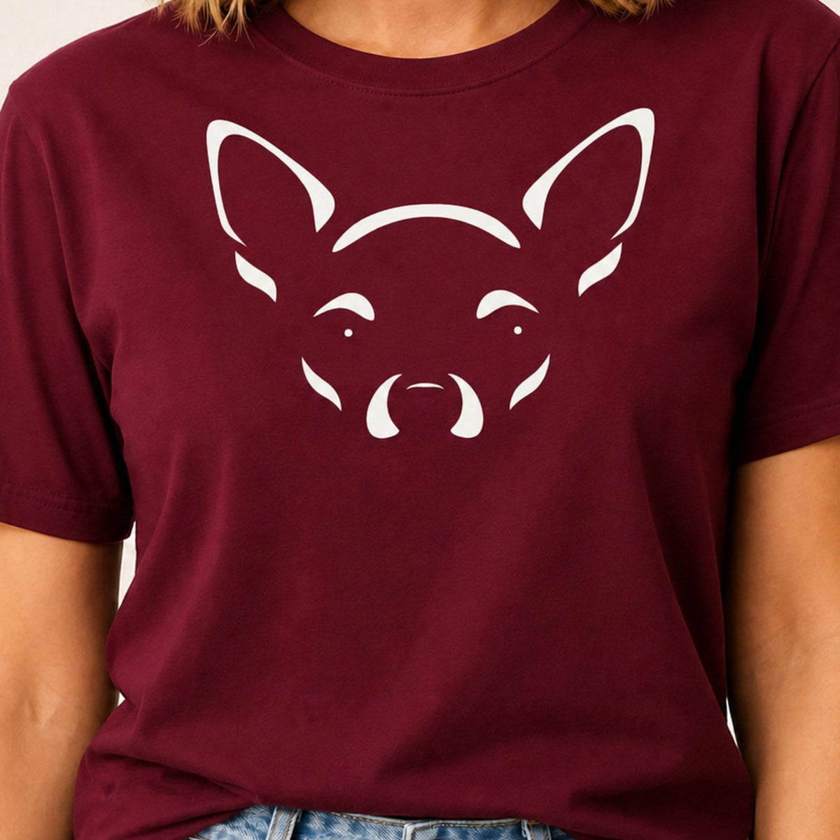 Minimalist Chihuahua T-Shirt - Maroon Zoomed In