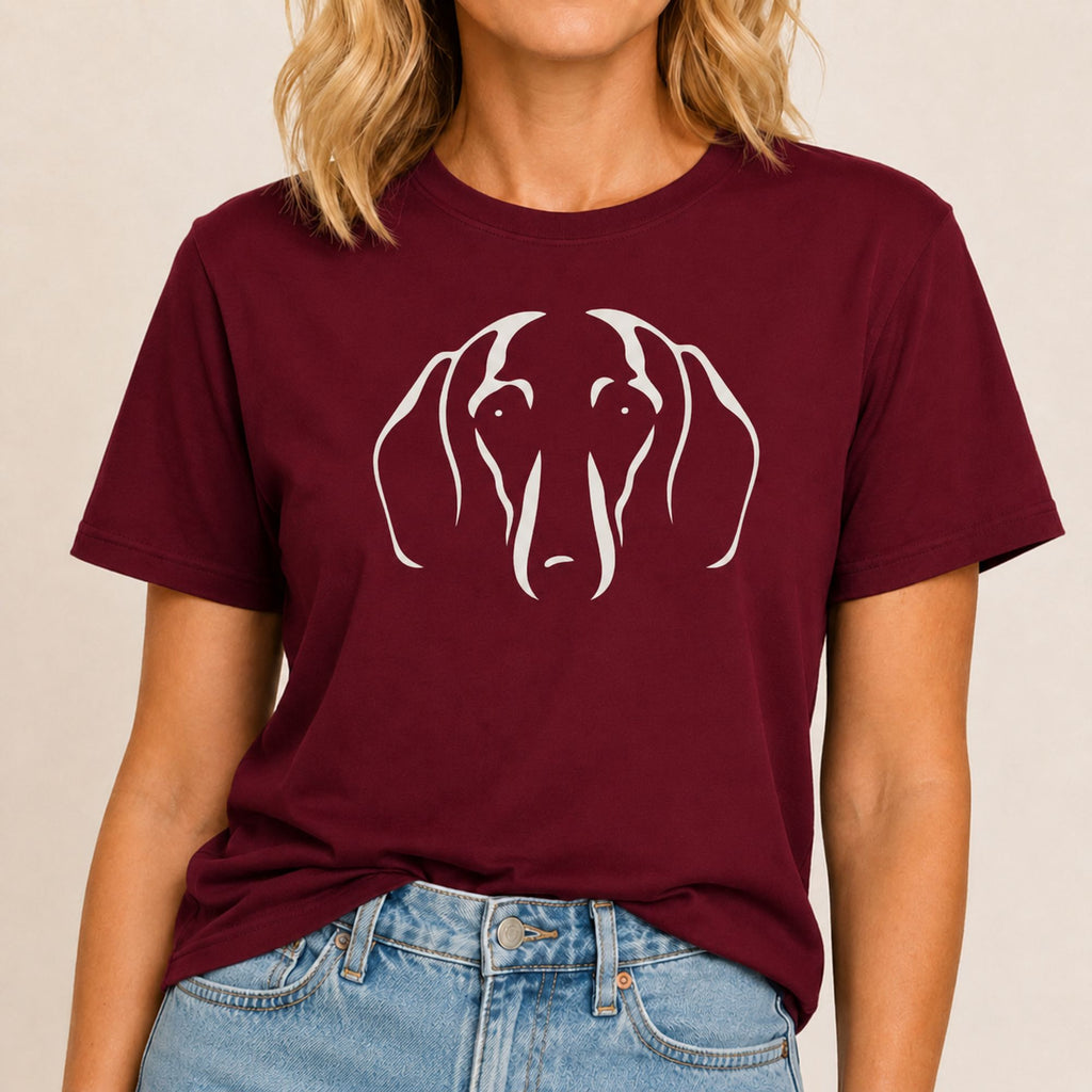 Minimalist Dachshund T-Shirt - Maroon