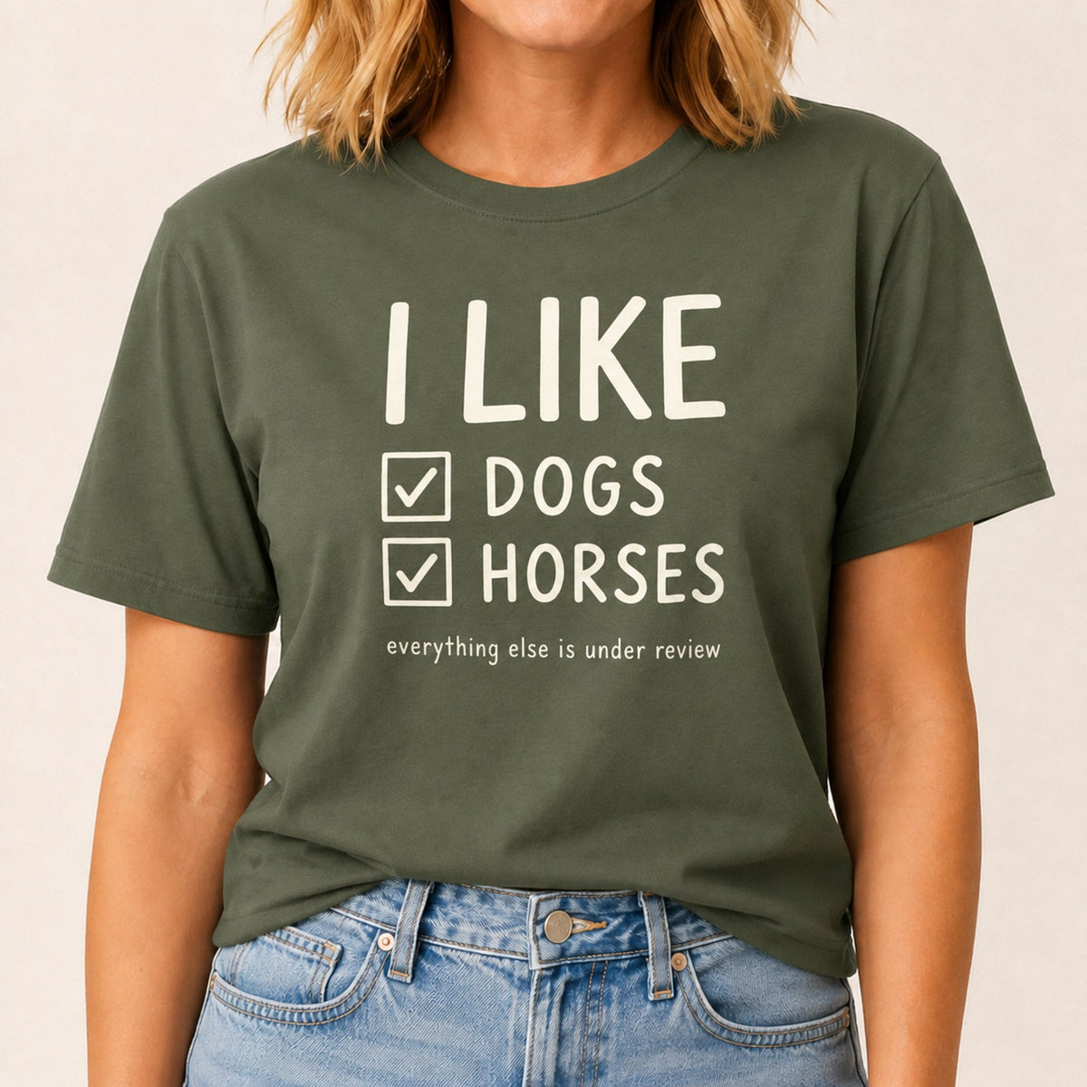 Dogs Horses T-Shirt - Military Green