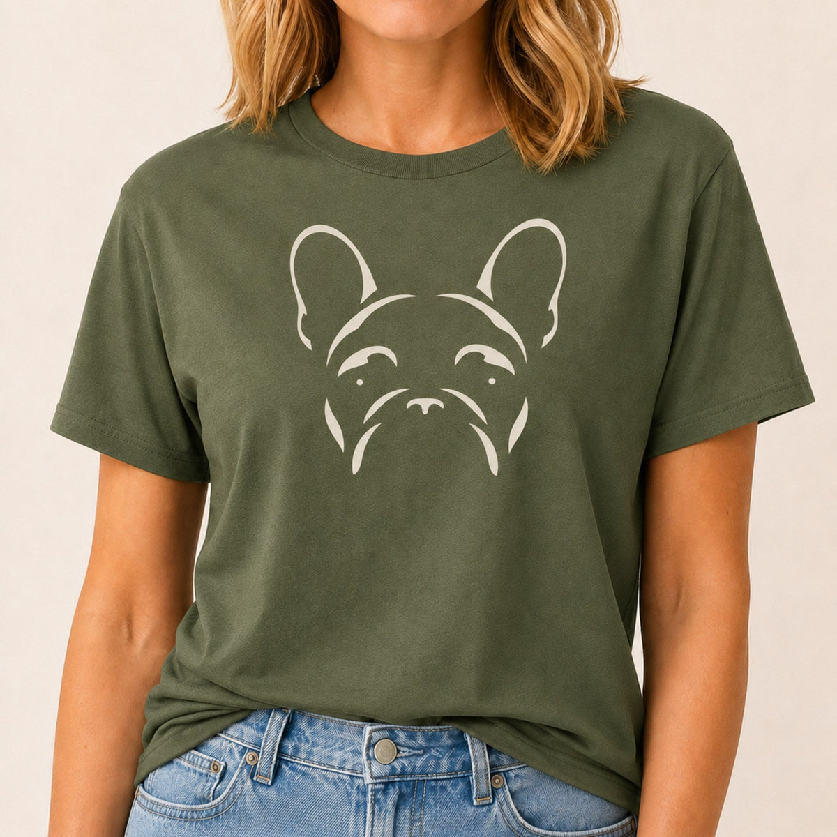 Minimalist Frenchie T-Shirt - Military Green