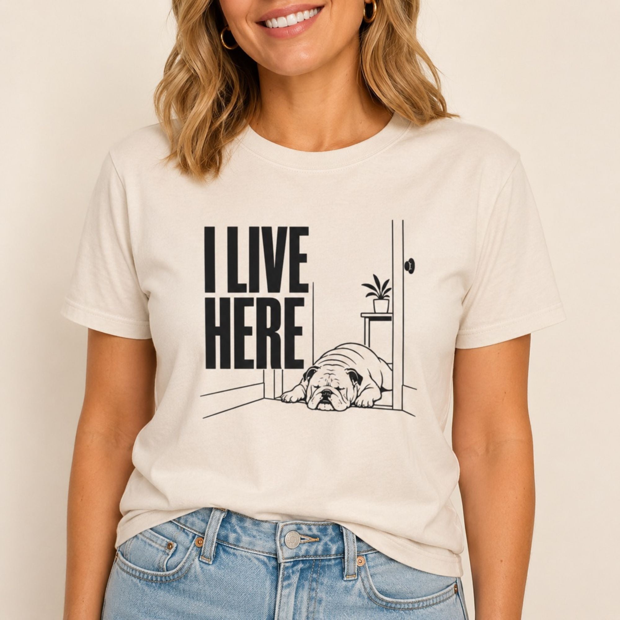 I Live Here - English Bulldog T-Shirt