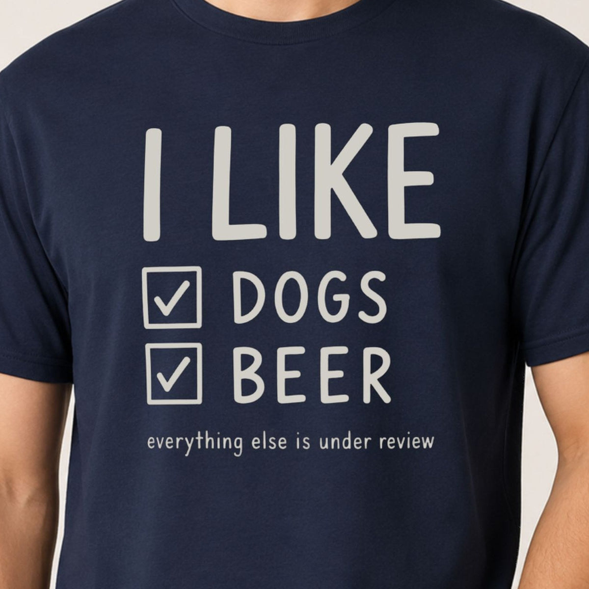 I Like Dogs Beer T-Shirt - Navy Zoomed In