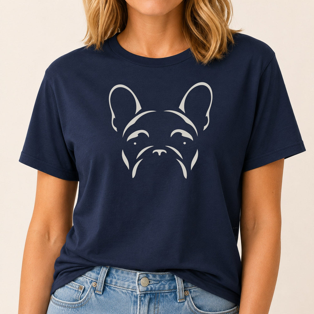 Minimalist Frenchie T-Shirt - Navy
