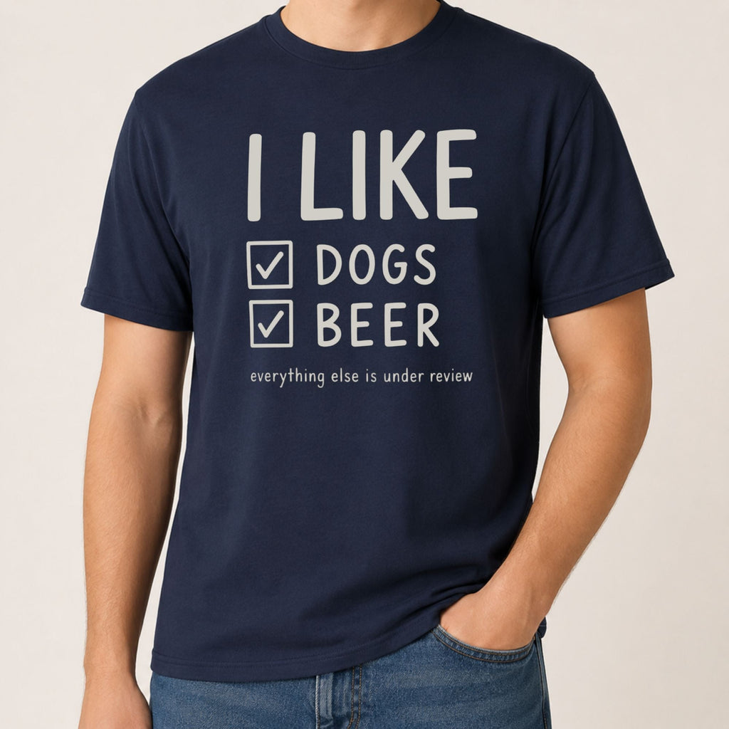 I Like Dogs Beer T-Shirt - Navy