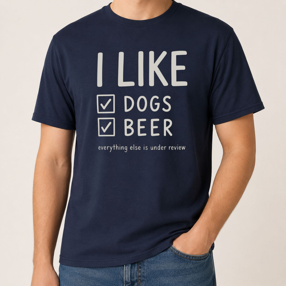 I Like Dogs Beer T-Shirt - Navy