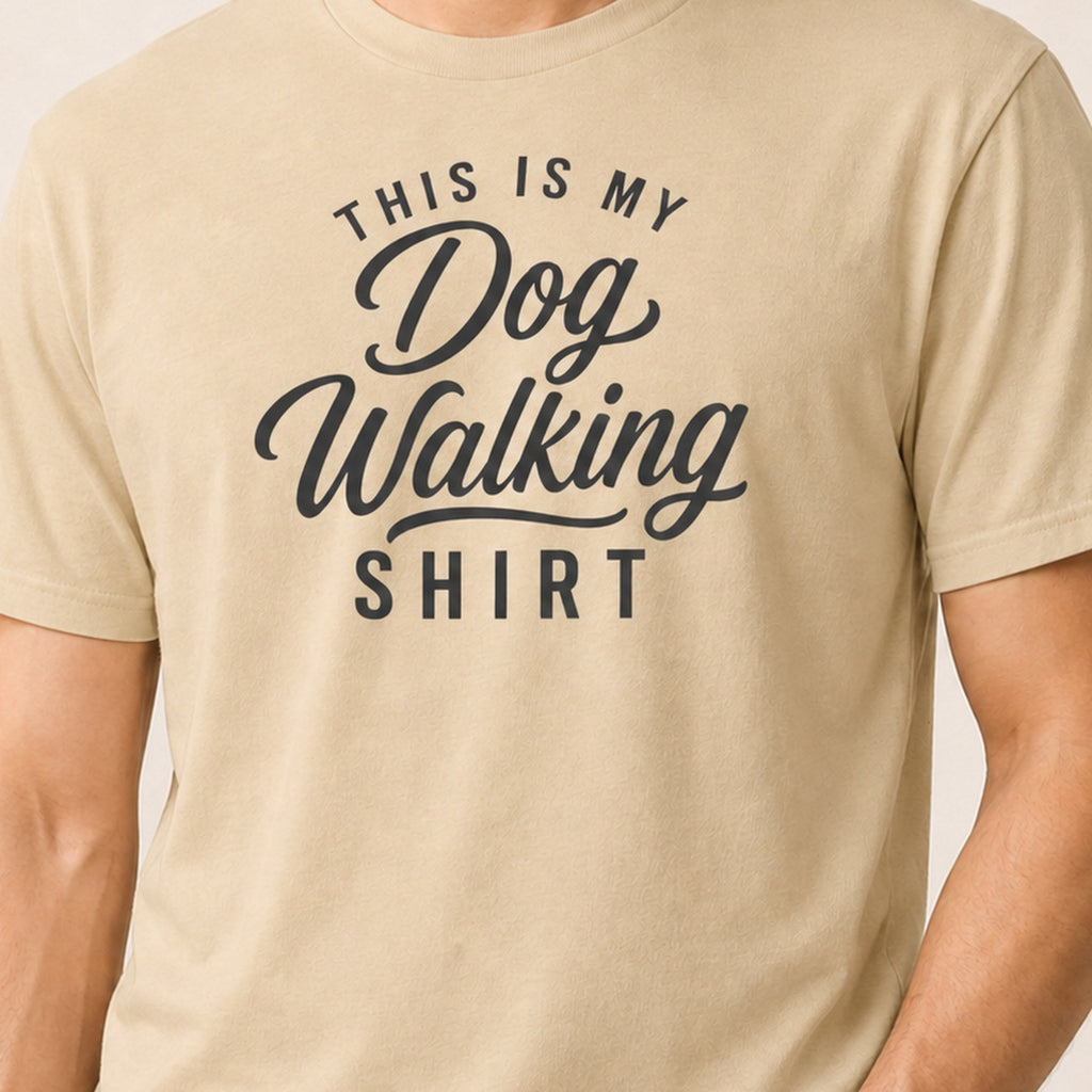 Dog Walking T-Shirt - Sand Zoomed In