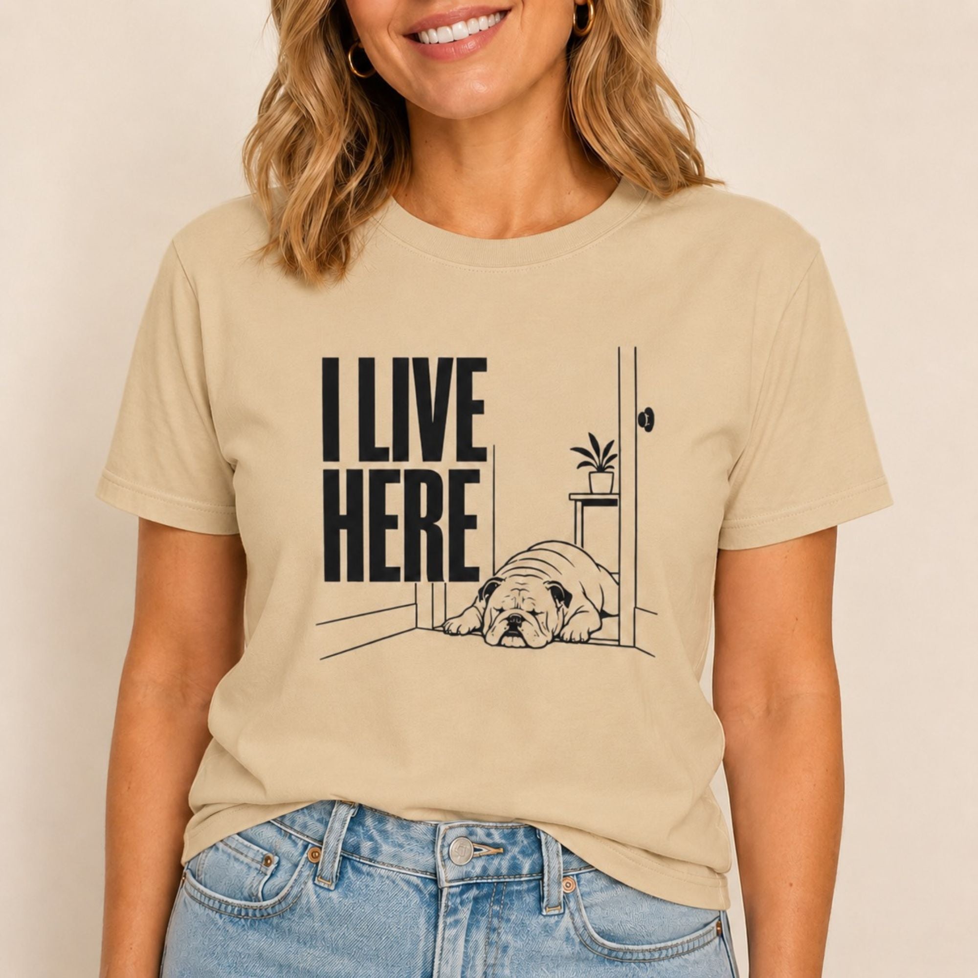 I Live Here - English Bulldog T-Shirt