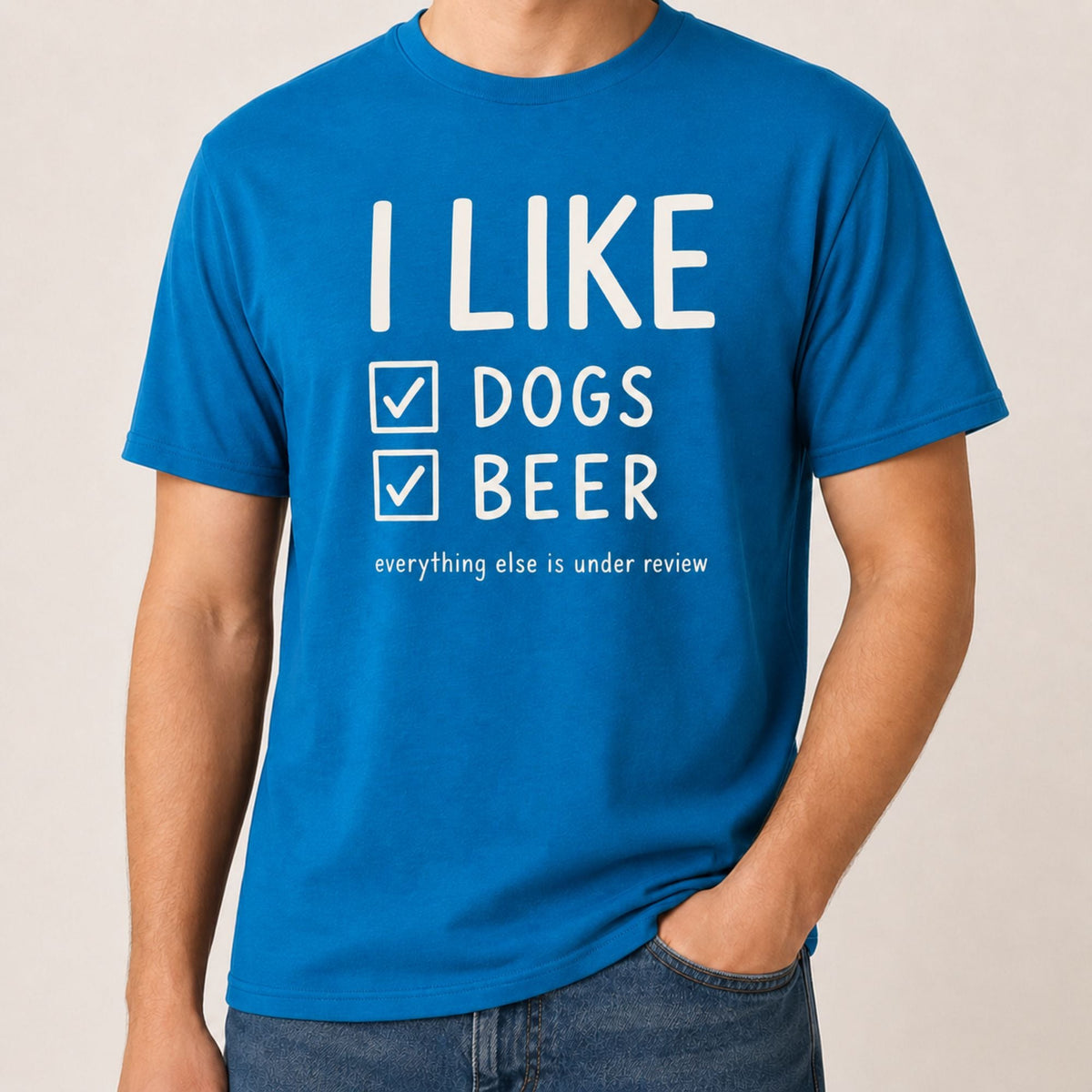 I Like Dogs Beer T-Shirt - Sapphire