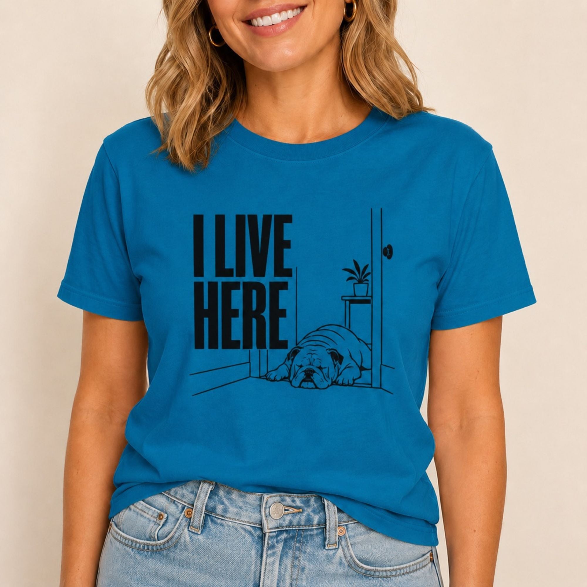 I Live Here - English Bulldog T-Shirt